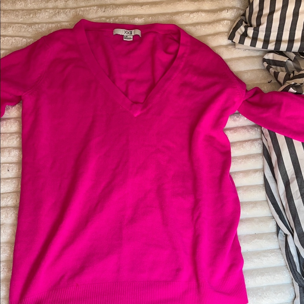 INC International Concepts Fuchsia V-Neck Sweater
